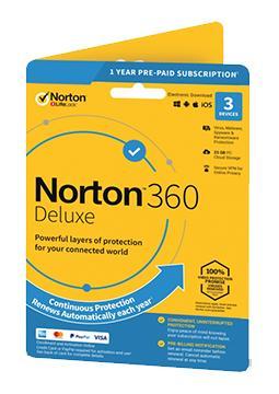 Norton 360 Deluxe 5 zařízení na 1 rok + 50GB + faktura
