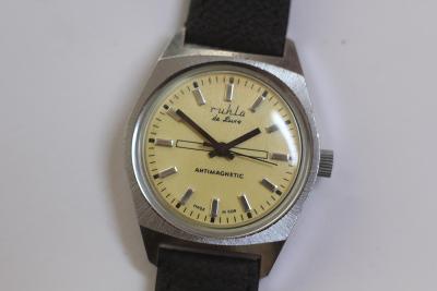 Pánské hodinky Ruhla de luxe, Made in GDR, stříbrné znaky