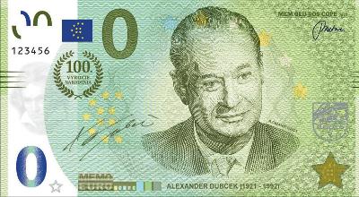 0 MEMO EURO ALEXANDER DUBČEK 2021 Memoeuro bankovka 0 Euro
