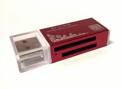USB 2.0 čtečka paměťových kater SD/microSD/MMC - červená