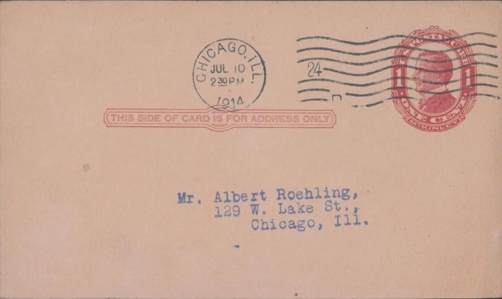 20B196 USA- CHICAGO ILL, soukromý přítisk, dekorativní 