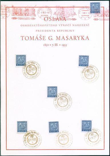 8A16 Masaryk-  narozeniny prezidenta  - mnoho razítek !!!!