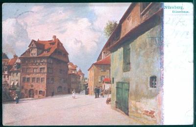 27A1116 Norimberk / Nürnberg - malovaná pohlednice, do Tachova