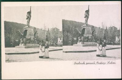 27A659 KOLÍN F. Krátký - Innsbruck pomník O. Hoffera, stereo foto