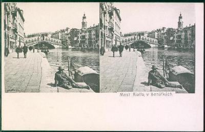 27A685 KOLÍN F. Krátký - Benátky most Rialto, stereo foto