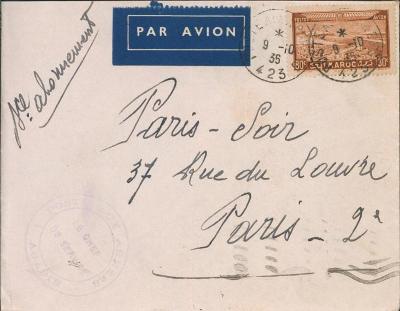 17B843 Letecký dopis Maroko - PARIS SOIR Paříž