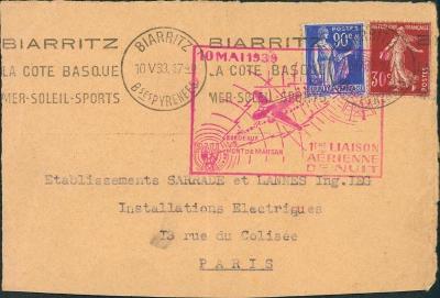 17B857 Firemní dopis Biarritz - Paříž, pouze přední strana, zajímavé