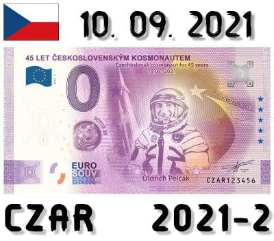0 Euro Souvenir | 45 LET ČSK. KOSMONAUTEM Oldřich Pelčák | CZAR | 2021