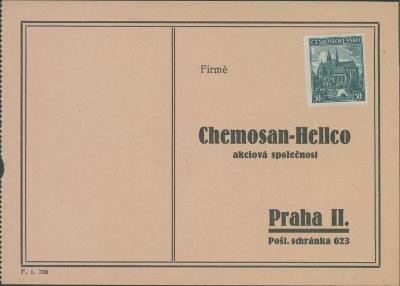 10B2588 Firemní lístek Chemosan - Hellco Praha