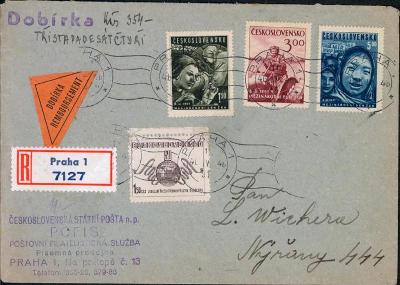 10B3178 Dobírkový dopis Praha - Nýřany, bohatá frankatura
