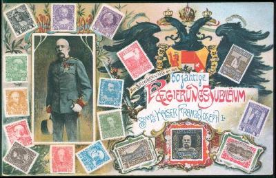 30A565 Známková pohlednice Franz Josef, 60. výročí vlády 
