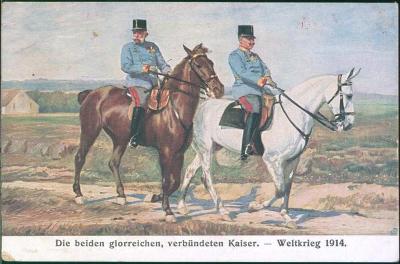 30A645  Dva císaři na koních – Franz Josef a Wilhelm, 1. světová válka