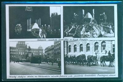 10D1529 Smuteční pohlednice presidenta Masaryka - katafalk na Hradě