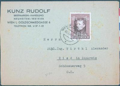 13B449 Kunz Rudolf- Briefmarken Handlung Wien / RIED