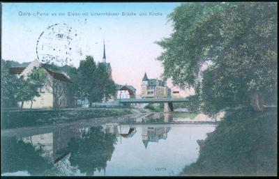27A220 Gera, řeka Elster, most, kostel
