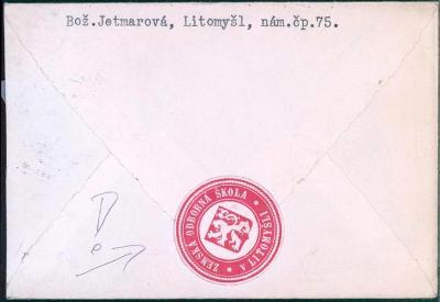 10B949 Dopis Litomyšl - Radnice, zajímavá zálepka