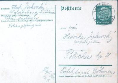 12D19 Lístek z 16.9.1939, mimořádně vzácné- WALDENBURG in SCHLEZIEN RR