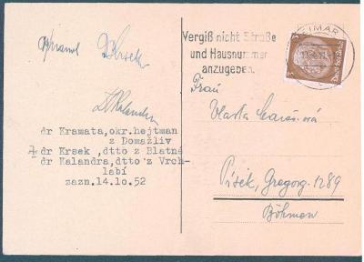 12D5 Koncentr. tábor Weimar-Kramata,Krsek, Kalandra, Písek, vč.podpisu