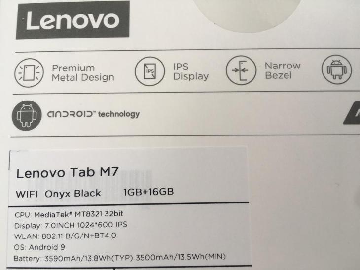 Nepoužívaný tablet Lenovo Tab M7, 1GB+16GB