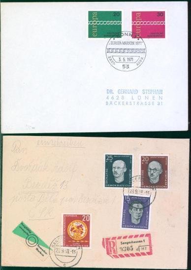 14B619 Obálka 1. dne vydání + R dopis Sangerhausen, DDR - Bezděz