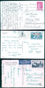 17B518 Tři pohlednice Francie, Francouzská Polynésie, letecky