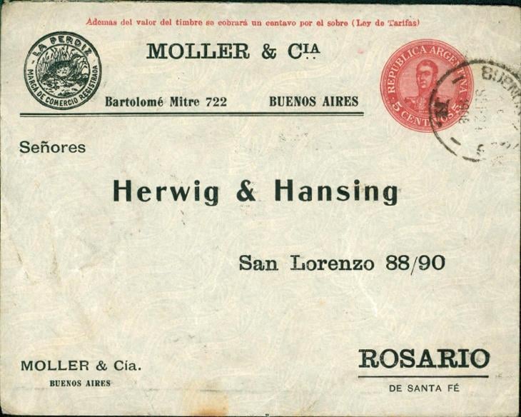 21B196 Republika Argentina, soukromá podniková celinová obálka ROSARIO - Filatelie