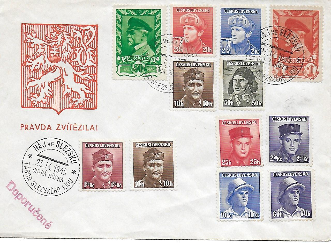 Pamětní obálka Háj ve Slezsku 1945 - Filatelie