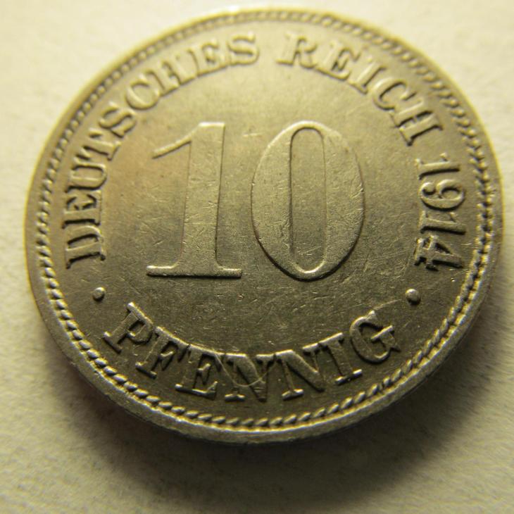 Německo, Kaiser Reich , 10 pfennig z roku 1914 G - Numismatika