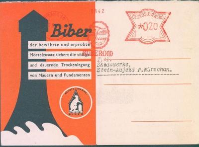 10B40  Firemní podnikový lístek s frankotypem Biber  dekorativní