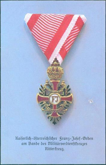 30A325 Medailová pohlednice Franze Josefa -  řád Františka Josefa
