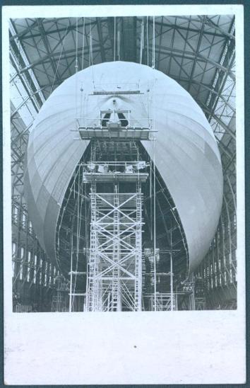 14B142 Výroba vzducholodi Zeppelin - přílež. razítko k návštěvě firmy