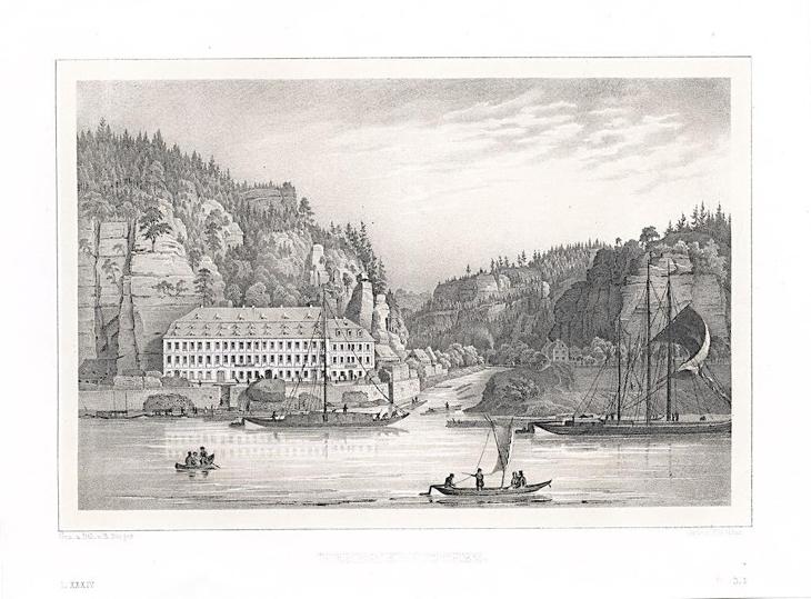 Hřensko , Semmler, litografie, 1845 - Antikvariát
