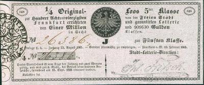 2A800 Los - Frankfurt, 5. tah, garantovaná loterie r. 1865, mimořádné