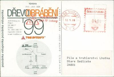 10B3434 Lístek firemní frankotyp TOS Svitavy - Staré Sedliště