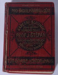 Kapesní slovník česko-německý, starožitný, J. Lorenz Třebíč 1915
