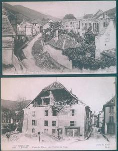 28A587 Francie Thann - Rud de l´Etang, Place du Marché, zničené domy