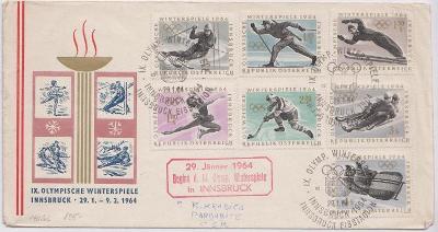 13B692 Dopis Insbruck, Olympiáda 1964 - Pardubice, vysoká frankatura
