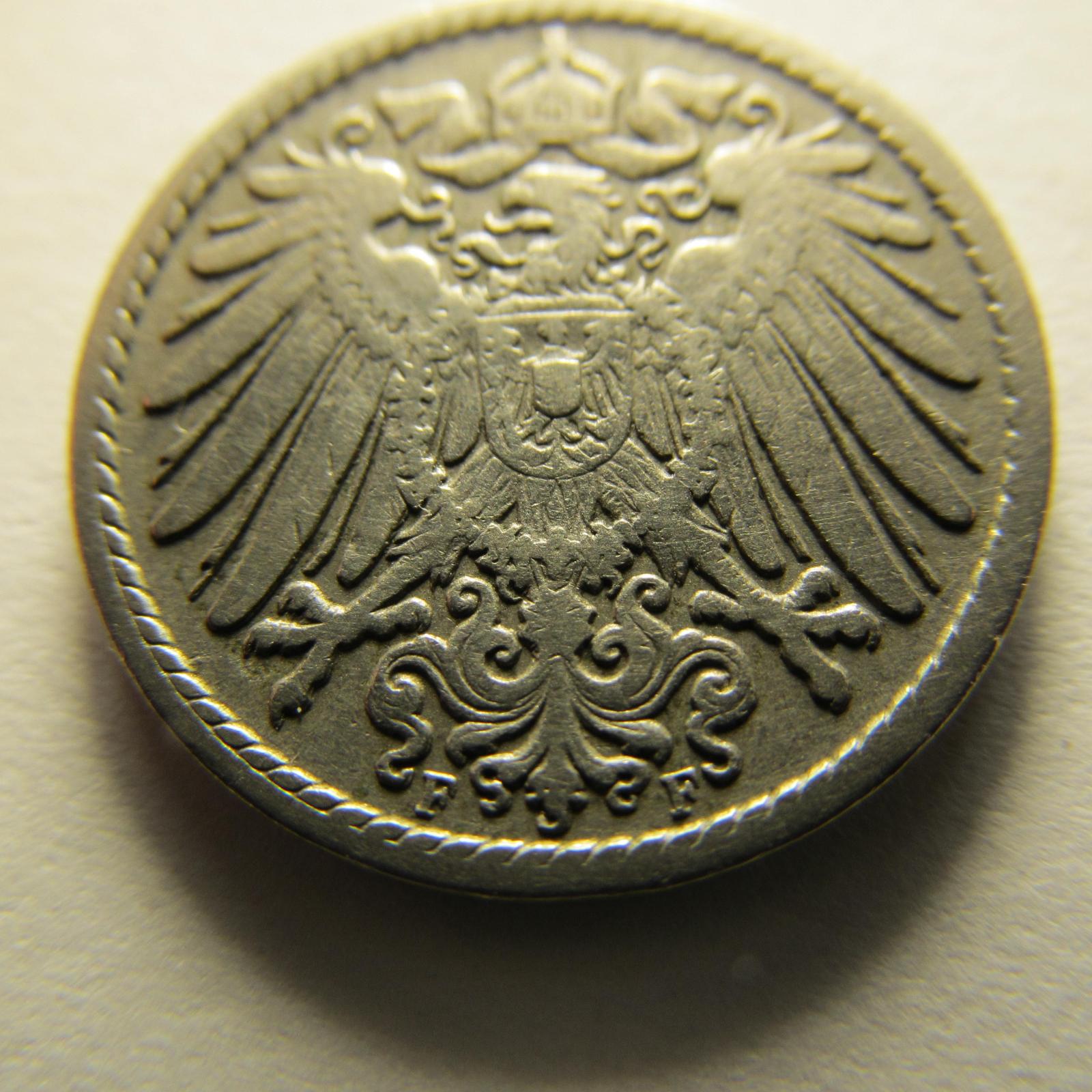 Německo, Kaiser Reich , 5 pfennig z roku 1899 F - Numismatika