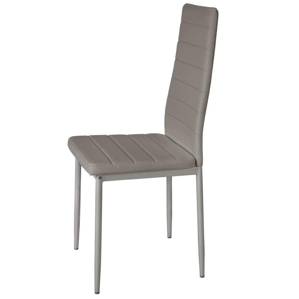tectake 401846 4 jídelní židle, syntetická kůže - šedá - Nábytek