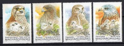 Maďarsko 1992, kompl. serie chráněné dravé ptáky,  svěží