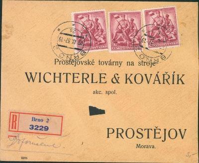 10B2076 R dopis Brno - na Wichterle a Kovářík, Prostějov