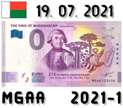 0 Euro Souvenir | THE KING OF MADAGASCAR Móric Beňovský | MGAA | 2021