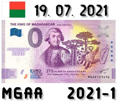 0 Euro Souvenir | THE KING OF MADAGASCAR | MGAA | 2021 | ANNIVERSARY