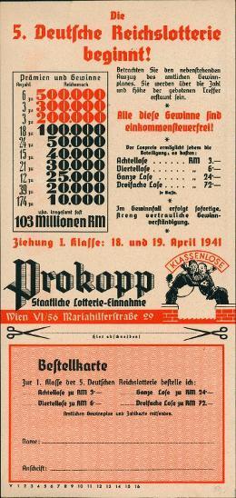 2A875 Německá loterie 5. řada - trojitý tiskopis nepřeloženo