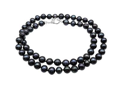 Černé perly 42cm- 925 zapínání/ rhodium