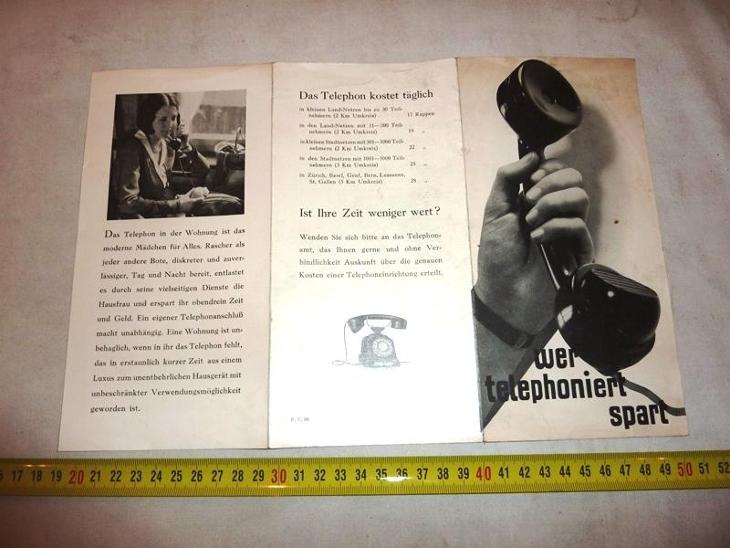30 léta  Starý  telefon  .. REKLAMA  ..Reklamní  leták   - Starožitnosti