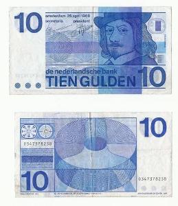 Nizozemí; 10 Gulden; 25.04.1968; FF; Pick#91a