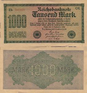 Německo 1000 Mark; EF/VF; 01.02.1922; Pick#76b