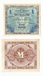 Německo 1 Mark; 1944; VF; Pick#192a (Allied Militery Currency)