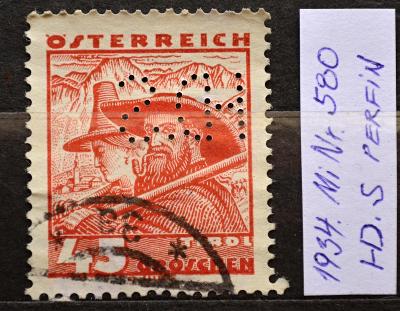 Perfin-Rakousko, 1934. MiNr. 580 / KT-379